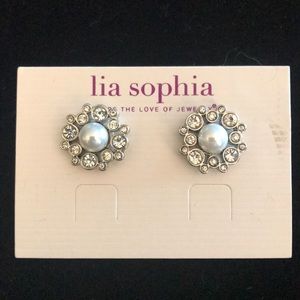 Lia Sophia peal and rhinestone post earrings